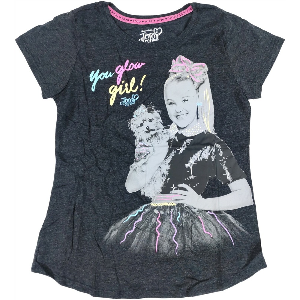 Jojo Siwa Shirt Girls Large 10-12 T-Shirt Tee You Glow Girl Short Sleeve Gift